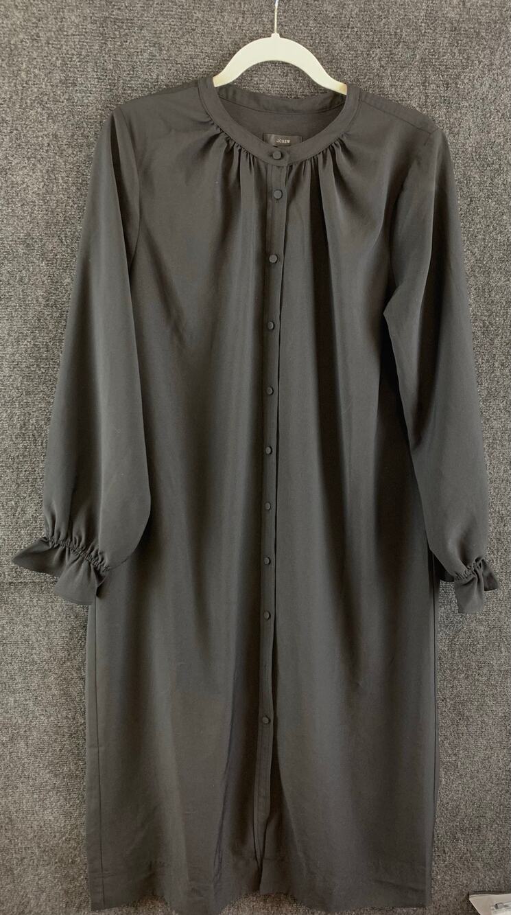 J.Crew Women's Black Dark Academia Schoolhouse Victorian Shirt Dress Tie Waist